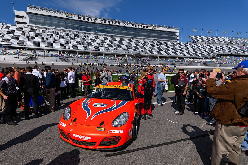 Straus and co-driver Connor Bloum at Daytona International Speedway. Photo credit: Wes Duenkel, used with permission
